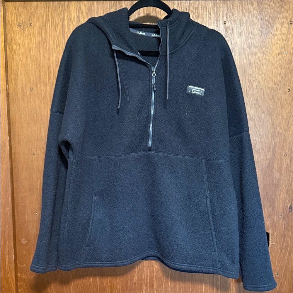 L.L. Bean Womens Black 1/2 Zip pullover fleece.